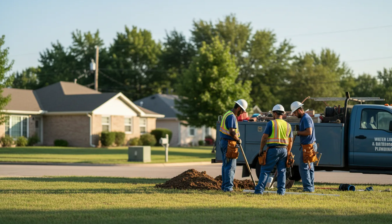 Residential water line and bathroom plumbing service in Oxford, IA